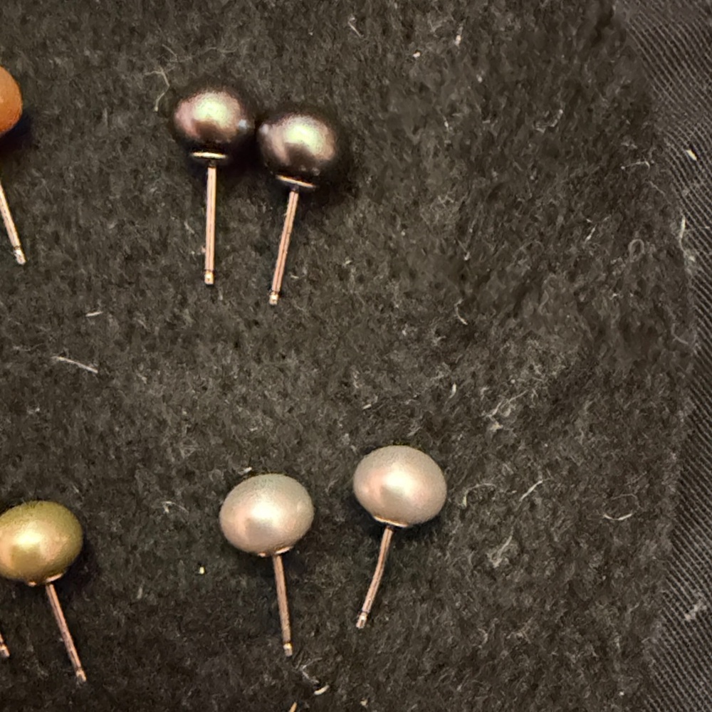 Elegant Multi-Color Faux Pearl Stud Earrings Set of 6 - Picture 7 of 7